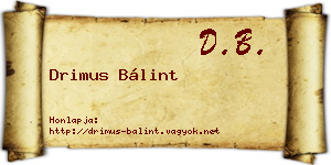 Drimus Bálint névjegykártya