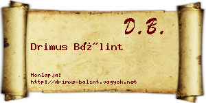 Drimus Bálint névjegykártya